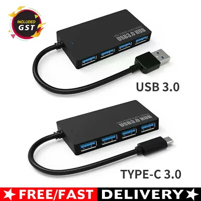 $7.97 • Buy Multi USB 3.0 Hub 4 Port High Speed Slim Compact Expansion Portable Splitter