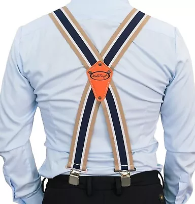 Men's Suspenders Fully Elastic 2 Inch Wide ~ X-Back Heavy Work Gear Industrial • $13.29