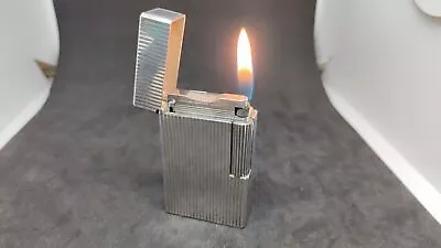 Vintage S.T.Dupont Gas Lighter Line 1L Silver Stripe • $378.14