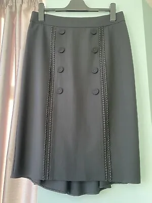 M&S AUTOGRAPH Ladies Black Pencil Midi Skirt Flare Lower Back Fully Lined Sz 14 • £7