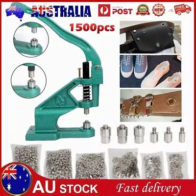 AU Manual Press Grommet Eyelet Hole Punch Machine +3 Dies +1500Pcs Grommets Kit • $49.39