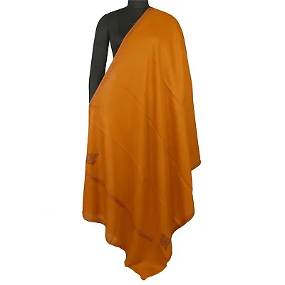 Sanskriti Vintage Long Saffron Pure Woolen Shawl Handmade Suzani Scarf Stole  • $52