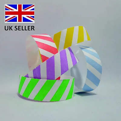 £4.69 • Buy 19mm STRIPED PATTERN Mixed 19mm TYVEK Paper Festival Party Event ID Wristbands