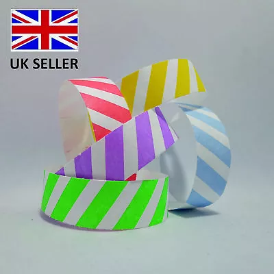 £4.69 • Buy 19mm STRIPED PATTERN Mixed 19mm TYVEK Paper Festival Party Event ID Wristbands