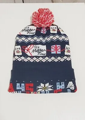 Miller Lite Beer Happy Holidays Knit Pom Pom Beanie Hat EXCELLENT CONDITION  • $8.98