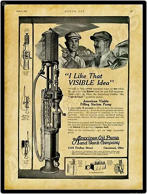 1921 American Oil Pump & Tank Co New Metal Sign: Visible Gas Pump Cincinnati OH • $19.88