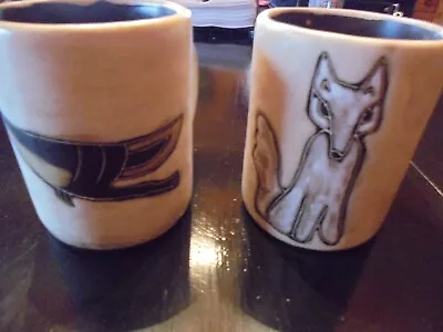 2 Piece Set Design By Mara Mexico Studio Art Pottery  Whale/Wolf Coffee Mugs • $43