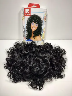 £10.99 • Buy Adults Black Boogie Babe Wig 60s 70s 80s Cher Fancy Dress NEW - BOX DAMAGE