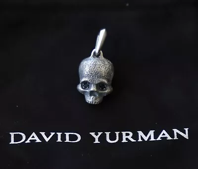 David Yurman Sterling Silver 18mm Memento Mori Skull Amulet Black Diamond • $299