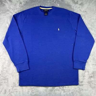 Polo Ralph Lauren Shirt Mens Large Thermal Blue Pony Long Sleeve Casual Adult • $5