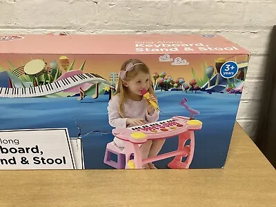 Chad Valley Toys Kids Piano Keyboard Stand And Stool - Pink Some Damage To Box • £35