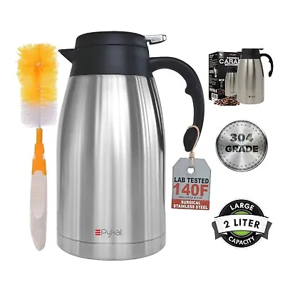 2L Stainless Steel Thermos Flask Jug Bottle Travel Coffee Tea Pot Hot Cold Drink • £17.99