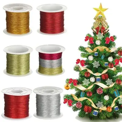 Box Decor Tinsel String Christmas Strap Ribbon Packaging Thread Metallic Cord • £4.66