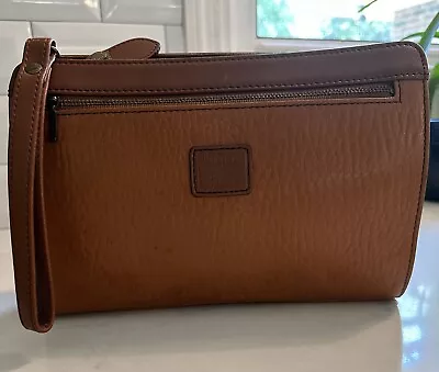 VINTAGE BURBERRYS Brown Leather Wristlet Clutch Bag • $79