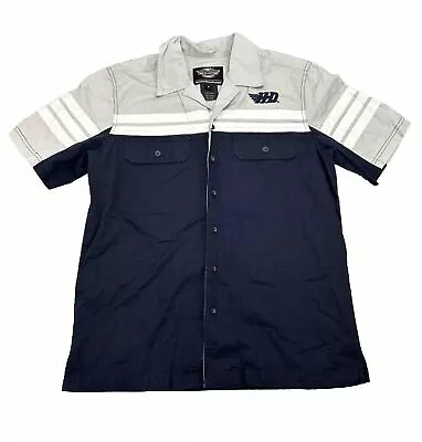 Harley Davidson Men’s Mechanic Biker Short Sleeve Shirt Size Medium Gray Blue • $29.99