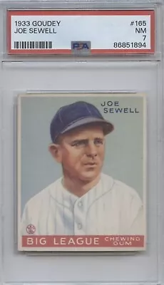 1933 Goudey Joe Sewell #165 PSA 7 “NM” New York Yankees HOF “CENTERED” BEAUTY • $3000