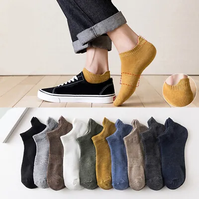 Mens Ankle Quarter Boat Socks Low Cut Athletic Sports Non-slip Run Outdoor Solid • $2.20