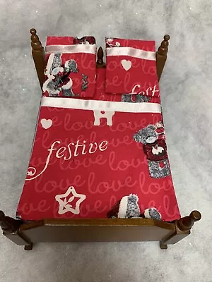 Christmas Dolls House Christmas Bedding Set Red Me To You Tatty Teddy Pattern. • £3.50