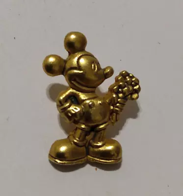 Mickey Mouse Holding Flowers Disney Gold Tone Small Lapel Pin • $12