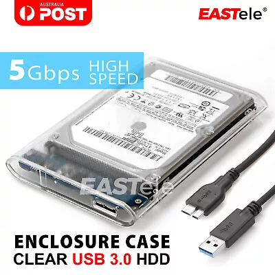 EASTele Transparent 2.5 Inch USB 3.0 External Hard Drive HDD Enclosure Case SATA • $9.75