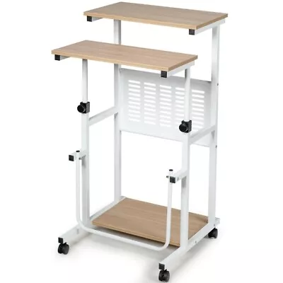 Mobile Computer Stand-Up Desk 2 Adjusted Height Storage Display Shelves /2 Modes • $77.98