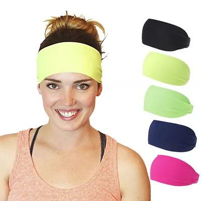 Headband Sports Yoga Gym Stretch Cotton Girl Womens Mens Head Hair Bands Elastic • $6.89