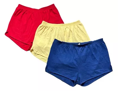 Vintage 70’s Men’s RUSSELL ATHLETIC Red Yellow Blue High Waist Gym Shorts XL USA • $49.99