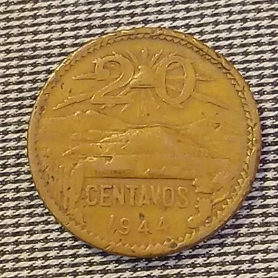 1944 MEXICO 20 CENTAVOS Big Coin - Authentic Old WWII Issue Circ  • $1.49