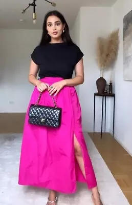 $77.45 • Buy Zara Voluminous Split Skirt Fuchsia