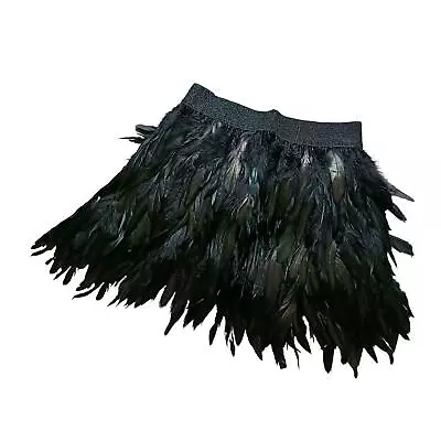 £21.94 • Buy Ostrich Feather Skirt Faux Leather Goth Rave Stage Costume High Waist Party