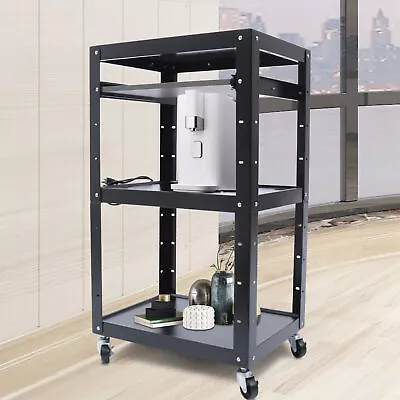 Steel Media Cart AV Cart With Keyboard Tray Mobile Cart Height Adjustable Shelf • $141.55