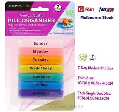 7 Day Medical Pill Case Storage Container Box Organizer Dispenser Weekly Design • $10.95