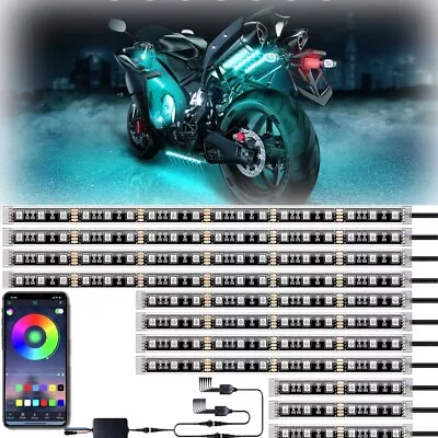 12Pcs Motorcycle RGB LED Neon Under Glow Lights Strip Kit For Honda BMW SUZUKI • $26.89