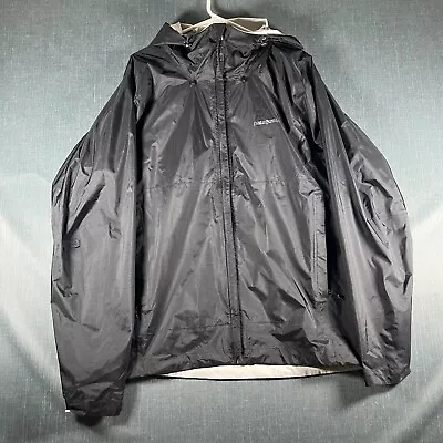 Patagonia Men Windbreaker Jacket Black Full Zip Hooded Long Sleeve Size XL Nylon • $38.15