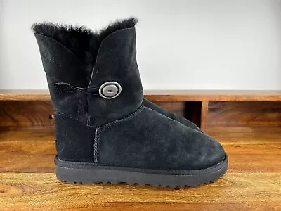 Women's UGG Australia Azalea Shipyard Black Boots Sheepskin 1091585 Size 8 • $59.99