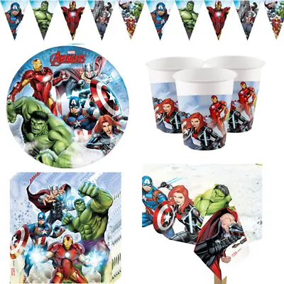 Superhero Party Plates Cups Avengers Party Tableware Decorations Kit Birthday • £23.79