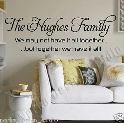 £0.99 • Buy Wall Quotes THE HUGHES FAMILY WALL STICKERS Personalised Wall Stickers S43