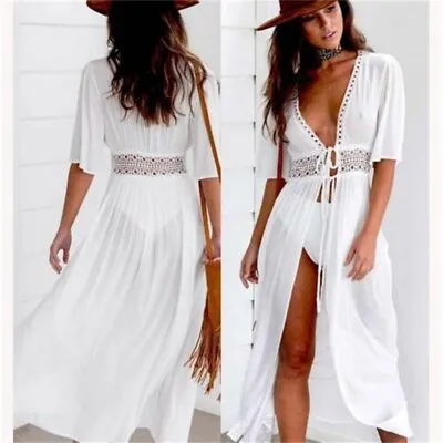 Maxi Long Dress Beach Boho Summer Women Cover Bikini Kaftan Cardigan Swimwear • $24.43