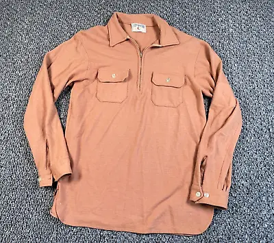 Mitin Mothproof Spinnaker Shirt Adult Large Brown 1/4 Zip Wool Popover 80s • $50