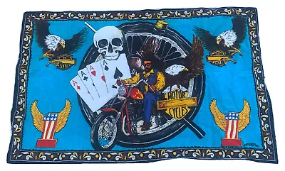 Vintage Tapestry David Mann Art Style Motorcycle Poker Skulls Easyriders Biker • $89.99