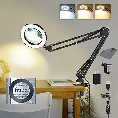 10X Lighted Magnifying Glass Lamp With 3 Color Modes 72 LEDs And Real Glass ... • $40.05