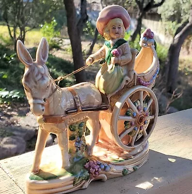 VTG Grafenthal Girl & Small Carriage With Donkey Porcelain Figurine GDR Germany • $42.50