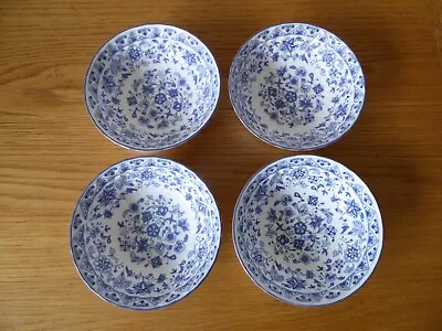 4 Minton Shalimar 5.25  Fruit Saucers Or Small Bowls - Blue & White • £20