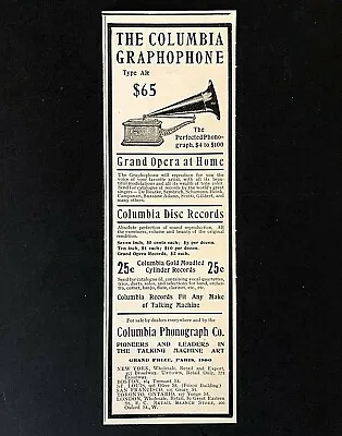 1904 Columbia Graphophone Advertisement Phonograph Disc Records Antique Print AD • $14.99