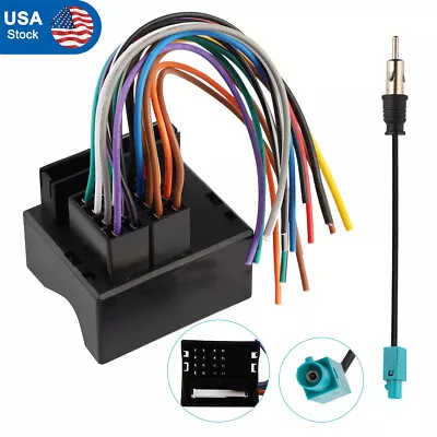 $9.88 • Buy Aftermarket Radio Wire Harness Plug + Antenna Adapter Connector For BMW VW US