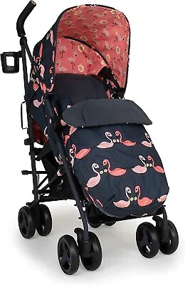 Cosatto Supa 3 Pushchair Pretty Flamingo With Footmuff And Raincover 0+ • £159.95