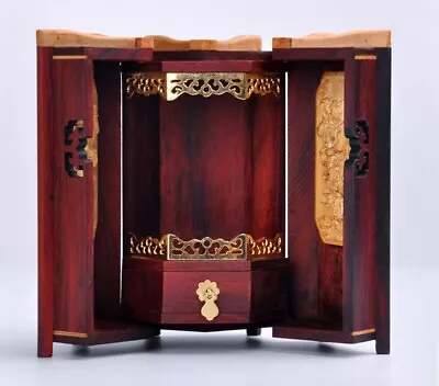 3.1  Miniature Portable Rosewood Carved Butsudan Shrine Buddhist Altar • $151.90