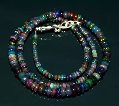 16  Natural Ethiopian Opal Beads Necklace Welo Fire Black Opal Gemstone Necklace • $29.90