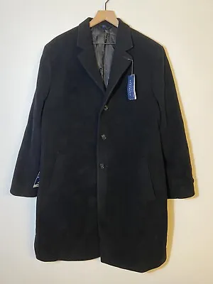 Hathaway Platinum Black Wool & Cashmere Blend Overcoat Size 46R New • $70