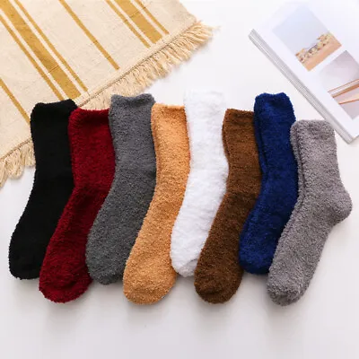  6 Pairs Mens Winter Thermal Thick Bed Socks Fleece Fluffy Cosy Warm Socks • £5.99